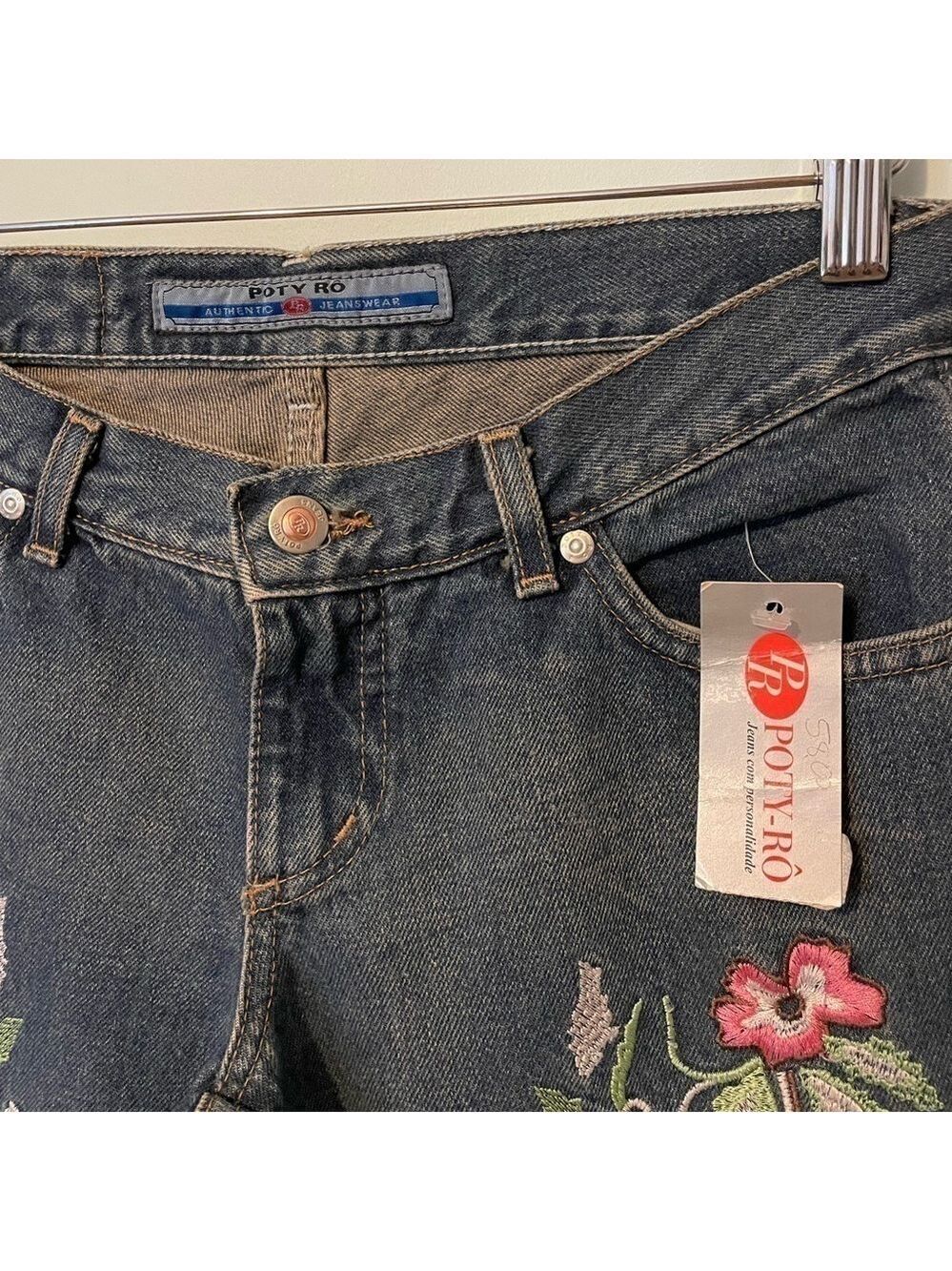 Poty Ro Embroidered Floral Jeans Size 38 - Picture 4 of 9